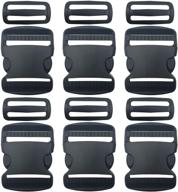 🎒 eesteck 6 set 2 inch flat dual adjustable plastic buckles and slides - ideal for luggage straps, pet collars, and backpack repairing logo