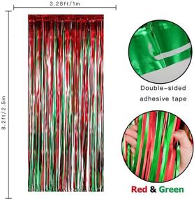 img 2 attached to 🎄 Muhome Red and Green Christmas Foil Fringe Curtain - 4PCS 3.28FT x 8.2FT Metallic Tinsel Door Curtains for Wedding Birthday Baby Shower Bachelorette Party Decorations