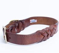 premium handmade top grain genuine leather braided dog collar with brass hardware - official angel pet supplies logo