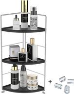 🗄️ janus liang 3-tier bathroom organizer countertop - makeup cosmetic holder shelf | kitchen spice rack & corner storage shelf | standing counter shelf (chrome + black) logo