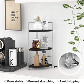 img 1 attached to 🗄️ JANUS Liang 3-Tier Bathroom Organizer Countertop - Makeup Cosmetic Holder Shelf | Kitchen Spice Rack & Corner Storage Shelf | Standing Counter Shelf (Chrome + Black)