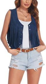 img 4 attached to Hotouch Cowgirl Western Open Front Sleeveless Women's Clothing in Coats, Jackets & Vests