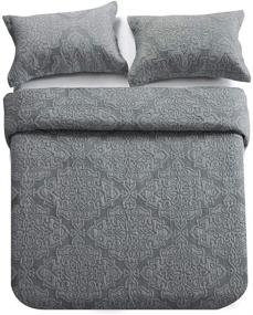 img 3 attached to Travan Oversized Queen Quilted Bedspread Set 3-Piece Coverlet Quilt with Shams - Elegant Grey (Queen Size)