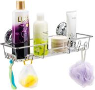 🚿 ipegtop l-4c chrome shower caddy with strong suction cup adhesive, bath shelf organizer basket for shampoo, conditioner, soap, razor and bathroom accessories - includes 4 side hooks logo