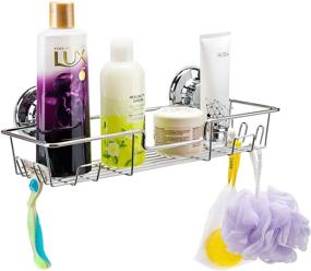 img 2 attached to 🚿 iPEGTOP L-4C Chrome Shower Caddy with Strong Suction Cup Adhesive, Bath Shelf Organizer Basket for Shampoo, Conditioner, Soap, Razor and Bathroom Accessories - Includes 4 Side Hooks