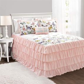 img 4 attached to 🦋 Lush Decor Pink Flutter Butterfly 3-Piece Bedspread Set - Twin Size, Adorable Comforter