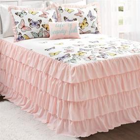 img 2 attached to 🦋 Lush Decor Pink Flutter Butterfly 3-Piece Bedspread Set - Twin Size, Adorable Comforter