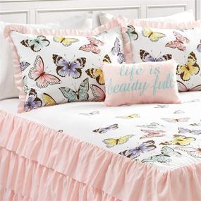 img 3 attached to 🦋 Lush Decor Pink Flutter Butterfly 3-Piece Bedspread Set - Twin Size, Adorable Comforter