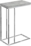 modern accent table: monarch specialties i 3007, chrome metal & grey cement design logo