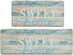 img 4 attached to ROSMARUS Набор ковриков для кухни "Sweet Home": комфортный стоячий коврик для легкой уборки и водонепроницаемое покрытие.