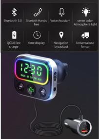 img 3 attached to 🚗 Enhanced Bluetooth FM Transmitter for Car: 1.44 Inch Display, Hands-Free Calls, SIRI/Voice Assistant, USB 2.0 & Type-c PD Ports, TF Card, QC 3.0