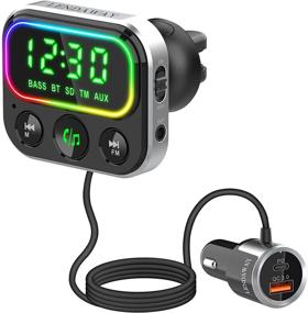 img 4 attached to 🚗 Enhanced Bluetooth FM Transmitter for Car: 1.44 Inch Display, Hands-Free Calls, SIRI/Voice Assistant, USB 2.0 & Type-c PD Ports, TF Card, QC 3.0