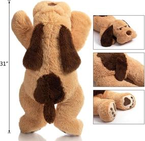 img 3 attached to 🐶 HollyHOME Large Puppy Stuffed Animal: 31-Inch Tan Plush Dog Pillow for Girls and Kids