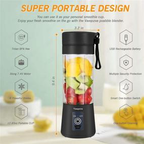 img 2 attached to 🍹 Black Portable USB Rechargeable Juicer Cup for Smoothies and Shakes - Handheld Fruit Mixer Machine