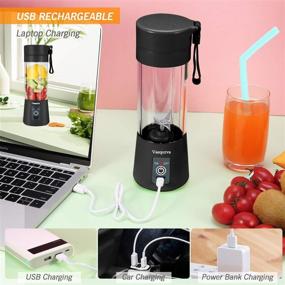 img 1 attached to 🍹 Black Portable USB Rechargeable Juicer Cup for Smoothies and Shakes - Handheld Fruit Mixer Machine