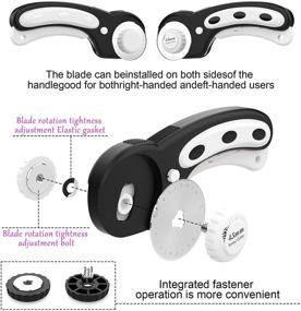 img 1 attached to 🔪 45mm Rotary Fabric Cutter with Safety Lock - Ideal for Cutting Fabric, Paper, Vinyl, Felt, Leather, and More! Includes Special Storage Box, 6 Replacement Blades, Exacto Knife, and Tape Measure