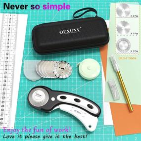 img 2 attached to 🔪 45mm Rotary Fabric Cutter with Safety Lock - Ideal for Cutting Fabric, Paper, Vinyl, Felt, Leather, and More! Includes Special Storage Box, 6 Replacement Blades, Exacto Knife, and Tape Measure