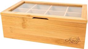 img 1 attached to Natural Bamboo Tea Bag Organizer - Kozy Kitchen Wooden Tea Box Storage with 8 Compartments and Shatterproof Clear Hinged Lid