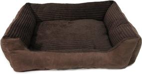 img 1 attached to 🐾 Long Rich Reversible Rectangular Jacquard Coffee Stripe and Brown Suede Pet Bed, Medium: Ultimate Comfort for Your Beloved Pet by Happycare Textiles