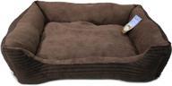 🐾 long rich reversible rectangular jacquard coffee stripe and brown suede pet bed, medium: ultimate comfort for your beloved pet by happycare textiles logo