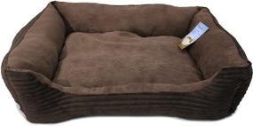 img 2 attached to 🐾 Long Rich Reversible Rectangular Jacquard Coffee Stripe and Brown Suede Pet Bed, Medium: Ultimate Comfort for Your Beloved Pet by Happycare Textiles