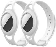 🔍 2021 airtag case mutual: soft silicone cover for apple airtag | anti-lost & lightweight bands for kids | anti-scratch, safety, and cleaning | durable-in-use - 2 pack in white logo