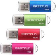 📀 eastfun 4-pack 16gb usb 2.0 flash drive memory stick thumb drive jump drive pen drive with led indicator, 4 colors: rose/red/green/blue logo