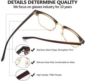 img 2 attached to 👓 Квадратные очки с полубортиком для мужчин и женщин с блокировкой синего света | Защита от бликов и усталости глаз при компьютерных играх: дизайн TR90