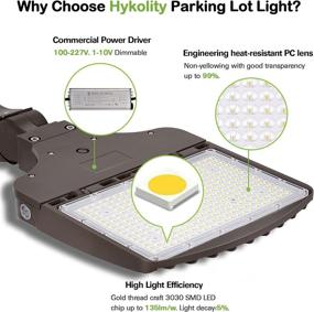 img 1 attached to 🏢 Hykolity 150W LED Parking Lot Light - High Lumens, Energy-efficient Street Lighting with Dusk to Dawn Photocell & Adjustable Arm Mount - Commercial Grade Shoebox Light