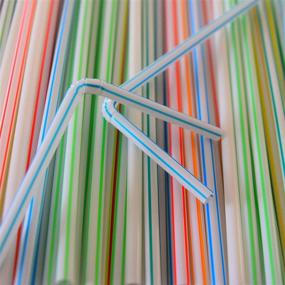 img 1 attached to 🥤 200 Bendable Straws: Flexible, Colorful, Striped, Disposable Drinking Straws