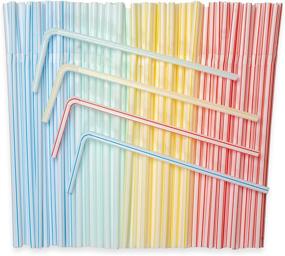 img 2 attached to 🥤 200 Bendable Straws: Flexible, Colorful, Striped, Disposable Drinking Straws