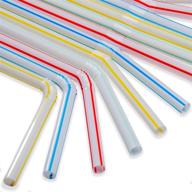 🥤 200 bendable straws: flexible, colorful, striped, disposable drinking straws logo