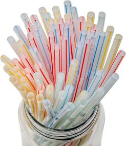 img 3 attached to 🥤 200 Bendable Straws: Flexible, Colorful, Striped, Disposable Drinking Straws