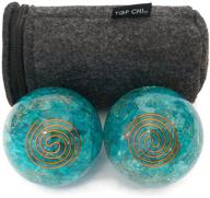 🔹 premium aquamarine orgonite hand therapy balls for stress relief, exercise, and hand therapy - large 2 inch size with carry pouch logo