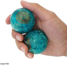 img 3 attached to 🔹 Premium Aquamarine Orgonite Hand Therapy Balls for Stress Relief, Exercise, and Hand Therapy - Large 2 Inch Size with Carry Pouch