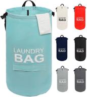 🧺 large 28-inch collapsible laundry basket, hanging door laundry hamper bag - tall storage bin for kids room, home organizer, nursery - blue clothes hamper logo