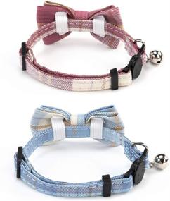 img 3 attached to MosBug 2 Pack/Set Cat Collar Breakaway with Adorable Bow Tie and Bell for Feline Friends and Small Pups