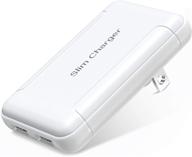 foldable charger block, okray 2-port ultra slim usb wall charger – fast dual usb-a phone charger for iphone/ipad, samsung galaxy (white) logo