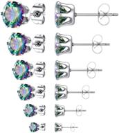 💎 lateefah 6 pairs stainless steel hypoallergenic earrings: sparkling cubic zirconia studs for women & girls logo