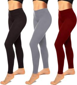 img 4 attached to 👖 Women's High Waisted Leggings - Black Seamless Workout Leggings for Running, Tummy Control Yoga Pants in Regular and Plus Sizes