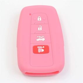 img 2 attached to 🔑 Чехол для смарт-ключа Btopars Silicone Smart Key Fob - Toyota Camry, RAV4, Avalon - защитник от бесключевого пульта - черно-розовый - набор из 2 штук