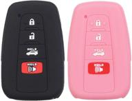 🔑 чехол для смарт-ключа btopars silicone smart key fob - toyota camry, rav4, avalon - защитник от бесключевого пульта - черно-розовый - набор из 2 штук логотип