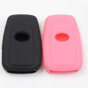 img 3 attached to 🔑 Чехол для смарт-ключа Btopars Silicone Smart Key Fob - Toyota Camry, RAV4, Avalon - защитник от бесключевого пульта - черно-розовый - набор из 2 штук