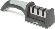 goodful 3-stage knife sharpening tool, efficiently fixes, renews, and enhances non-serrated blades, fast, secure & simple, sage logo