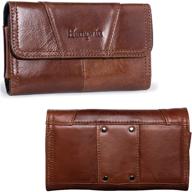 📱 hengwin genuine leather cell phone belt case for iphone 12 pro max, xs max, 8 plus, and 7 plus – holster with belt loop – samsung galaxy note 10+, 9, 8, 5, and s21+ 5g – belt carrying pouch holder for men in brown logo