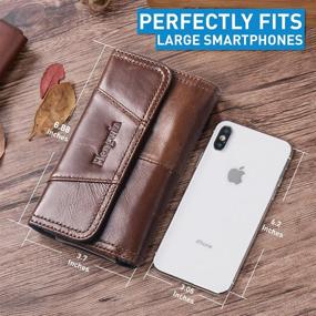 img 2 attached to 📱 Hengwin Genuine Leather Cell Phone Belt Case for iPhone 12 Pro Max, XS Max, 8 Plus, and 7 Plus – Holster with Belt Loop – Samsung Galaxy Note 10+, 9, 8, 5, and S21+ 5G – Belt Carrying Pouch Holder for Men in Brown