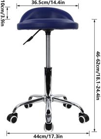 img 2 attached to KKTONER Round Rolling Stool with Back Rest - Height Adjustable Swivel Drafting Work SPA Task Chair with PU Leather, Wheels (Blue)