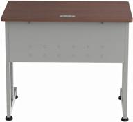 🖥️ linea italia small metal computer desk with wood top: easy assembly, home or office laptop table (36" x 24", cherry) logo