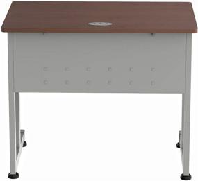 img 4 attached to 🖥️ Linea Italia Small Metal Computer Desk with Wood Top: Easy Assembly, Home or Office Laptop Table (36" x 24", Cherry)