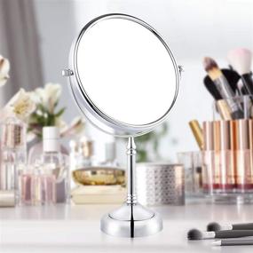 img 3 attached to 🔍 GURUN 8-inch Double-Sided Swivel Tabletop Makeup Mirror with 10x Magnification, 12.2-inch Height, Chrome Finish M2251 (8in, 10x)